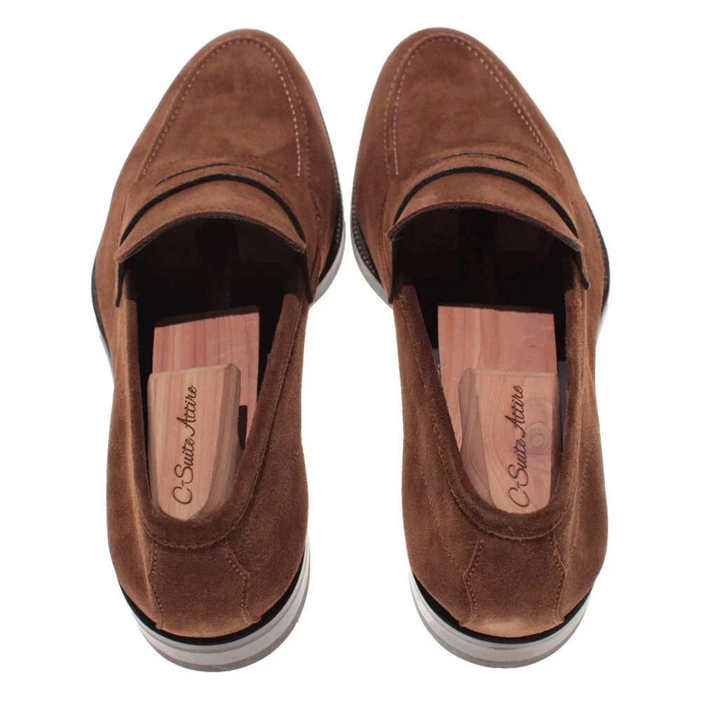 Di Bianco NWB Slip On Penny Loafers Size 10.5 US in Brown Suede Made in Italy
